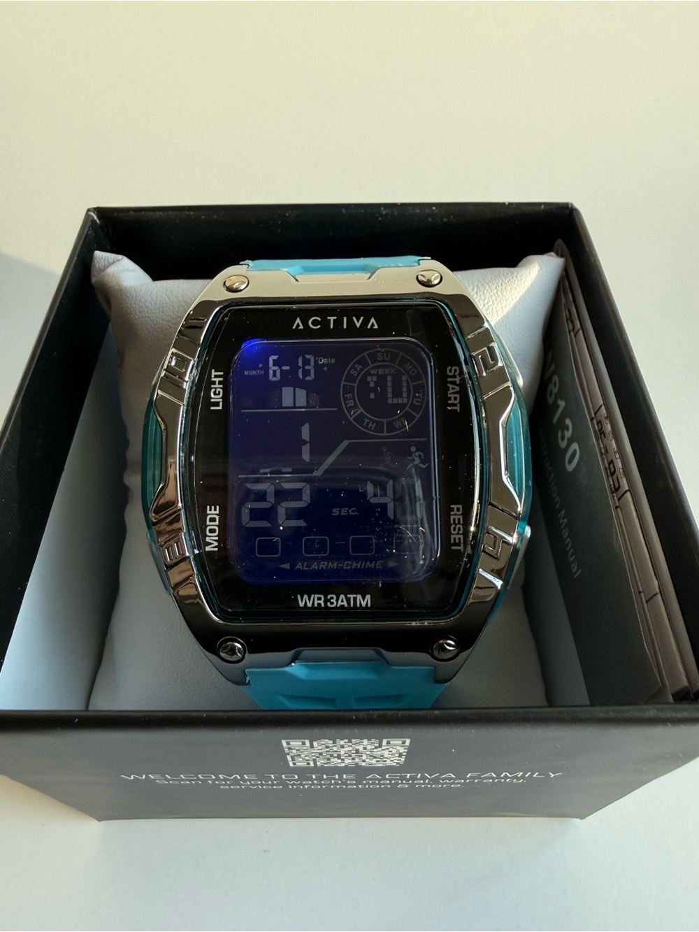 Activa Aqua Blue Digital Sport Watch NWT Box